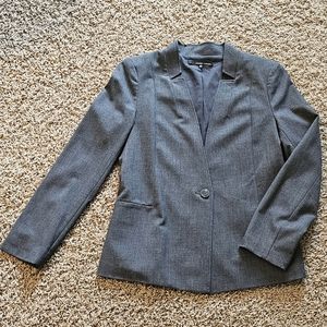 Amanda + Chelsea Blazer One Button Jacket 8P Petite No Lapel Pockets Lined Gray